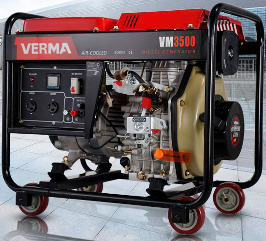 موتور برق ۲٫۸ کیلووات دیزلی تکفاز ورما هندلی مدل VM3500 | دیزل ژنراتور ۳۰۰۰ وات تک فاز دیجیتال گازوئیلی