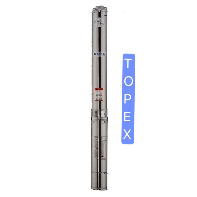 شناور کامل ۵۵ متری ۲ اینچ ۱/۵ اسب ۳ فاز تاپکس استار TOPEX STAR مدل 4SS8/9 | الکترو پمپ شناور دو اینچ سه فاز