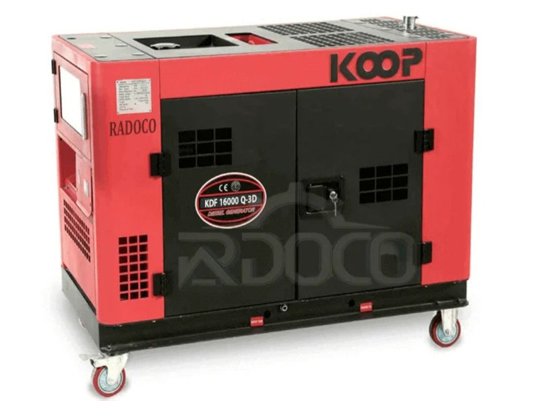 موتور برق 11 کیلووات تکفاز و سه فاز کوپ دیزلی سایلنت کانوپی دار مدل KOOP-KDF16000Q-3D | ژنراتور برق 11000 وات سه فاز و 11000 وات تک فاز