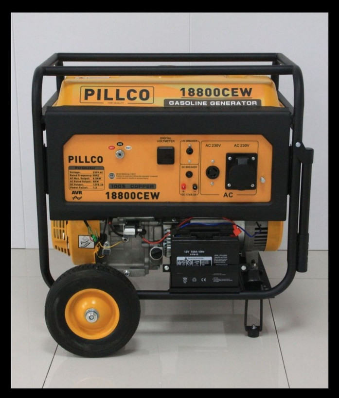موتور برق 7/5 کیلووات پیلکو بنزینی استارتی تکفاز چرخدار PILLCO-17800CEW | موتوربرق 7500 وات
