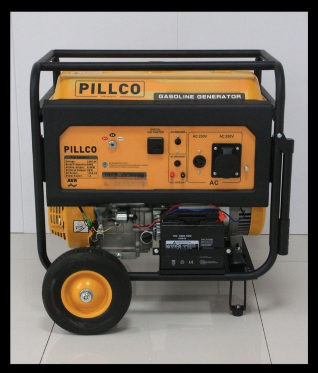 موتور برق 6/5 کیلووات پیلکو بنزینی استارتی تکفاز چرخدار PILLCO-16800CEW | موتور برق 6500 وات