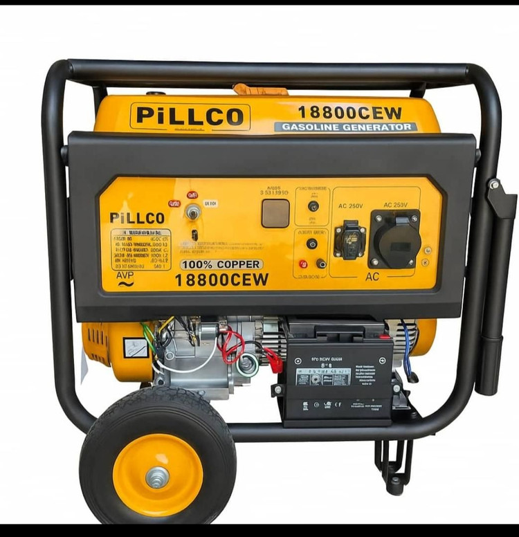 موتور برق 8/5 کیلووات پیلکو بنزینی استارتی تکفاز چرخدار PILLCO-18800CEW | موتور برق 8500 وات