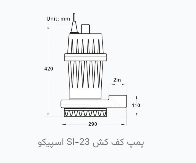 کفکش اسپیکو ۲۳ متری ۲ اینچ تکفاز 2/7 اسب مدل SI-23-1 | کف کش مخصوص پمپاژ آبهای کثیف و آلوده بدون مواد ساینده